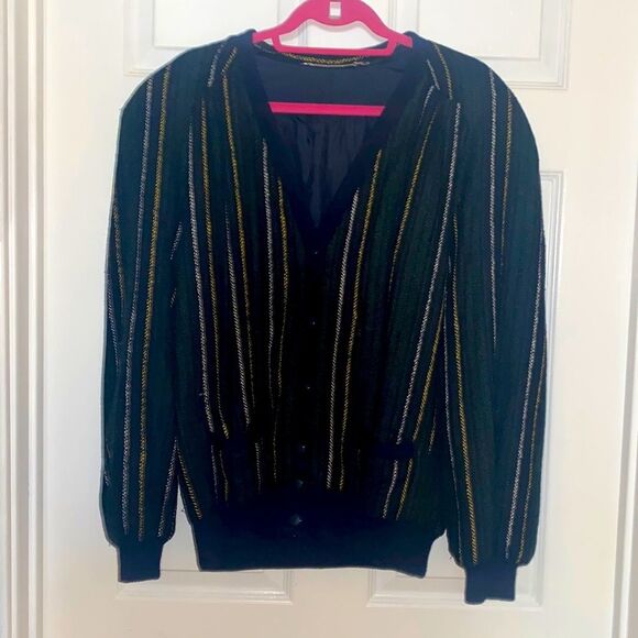 Vintage 70s wool and suede stripped jacket very rare 42​ - Picture 1 of 11